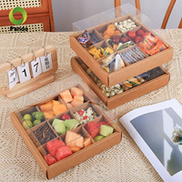 Neuf compartiments couvercle Transparent pique-nique boîte à lunch de qualité alimentaire conteneur à emporter pour dates Desserts biscuits collations