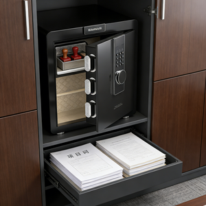 Caja Fuerte Pequeña de Acero A6-45 con Cerradura de Huella Digital y Código Electrónico para <span class=keywords><strong>Hogar</strong></span>, Hospital, Escuela, Dormitorio, Hotel, Banco - Product Image 4