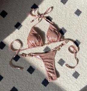 Cổ 5 Màu Sắc Shinny Tam Giác Top Tắm Phù Hợp Với Với Ngọc Trai Bikini Sexi Người Phụ Nữ Hai Mảnh Brazil Mini Đồ Bơi - Product Image 6