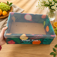 Boîte d'emballage pour fruits haut de gamme avec couvercle transparent, impression couleur, boîtes cadeaux personnalisées pour fruits du dragon, raisins, grenades et pommes