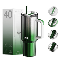 Bouteille isotherme de voyage en acier inoxydable réutilisable avec logo personnalisé, 20, 30, 40 oz, avec poignée et paille, vente en gros