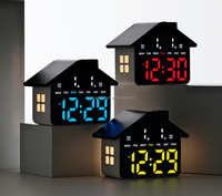 Reloj Despertador LED con Forma de Casa Mood Home, Luz Nocturna con Atenuación Automática, Visualización de Fecha y Día de la Semana