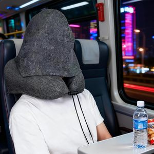 Oreiller cervical en forme de U pour sweat à capuche, en mousse à mémoire de forme, en polyester, pour voyage, adulte, soulagement des douleurs aux épaules en avion, lavable - Product Image 5