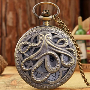 Antique Gris Bronze Micro Métal D & D DnD Dés Ensemble <span class=keywords><strong>Vintage</strong></span> Octopus Cthulhu Montre De <span class=keywords><strong>Poche</strong></span> Cas Boîte Chaîne Cadeau pour Hommes - Product Image 5
