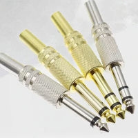 Vente en gros de prise jack 6.35MM mâle plaqué nickel/or Mono adaptateur de connecteur audio 1/4 pouce mâle à souder connecteurs stéréo laiton