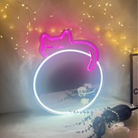 Miroir de maquillage LED néon miroiré transfrontalier, miroir décoratif mural Hello Kitty, économe en énergie, facile à installer