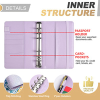 Classeur pas cher PU cuir cadeau 6 anneaux feuilles mobiles bande élastique Journal cahier carte à collectionner argent portefeuille planificateur A6 Budget classeur