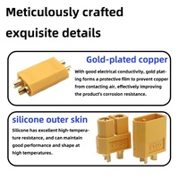 Connecteur mâle XT60 plaqué or en laiton avec boîtier en nylon jaune et connecteur femelle 2 broches, adaptateur haute intensité pour batterie - Vente en gros