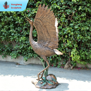 Statue d'art en bronze pour jardin de villa extérieure, entièrement personnalisée en usine, sculpture en bronze anti-rouille de chèvre-castor, héron, <span class=keywords><strong>grue</strong></span>, animaux et oiseaux. - Product Image 3