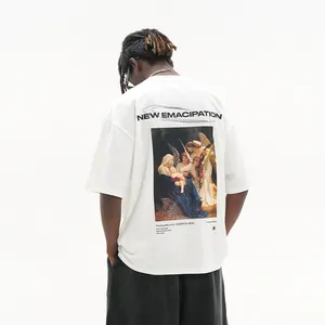 Camiseta personalizada com novo design de luxo, camisa com estampa de banda de rock, pescoço de borracha, estampa urbana, branca, manga curta