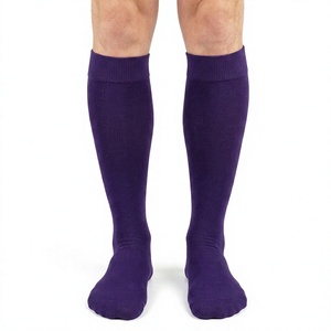Chaussettes de compression montantes pour femmes, violettes, classe 1, avec bordure tricotée unie, pour usage quotidien standard - Product Image 1