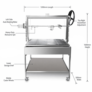 Argie <span class=keywords><strong>Grilz</strong></span> Santa Maria Style BBQ Grill Parrilla Style avec système rotatif Chariot pliant sans fumée pour le camping Carburant au charbon de bois - Product Image 2
