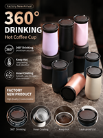 Tasse à café réutilisable neuve de 10 oz avec intérieur en céramique, double paroi en acier inoxydable SS304, tasse de voyage anti-fuite