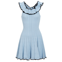 Robe Mini Chic et Décontractée pour Femme, Style Preppy, Tricot Contrastant, Sans Manches, Coupe Évasée, Idéale pour les Fêtes Estivales 2026