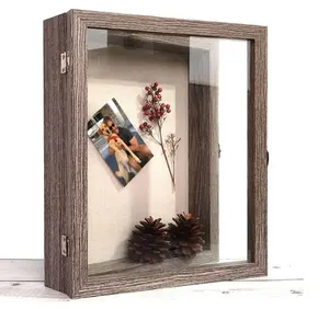 Shadow Box Case 11X14 Inch Display Grote Rustiek Hout Geheugen Foto Foto Met Glazen Venster Voor Truien Souvenirs En Foto 'S