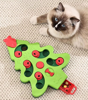 Jouet Puzzle Interactif pour Animaux de Compagnie en Forme de Sapin de Noël, Distributeur Lent de Friandises pour Chiens et Chats, Jouet d'Enrichissement