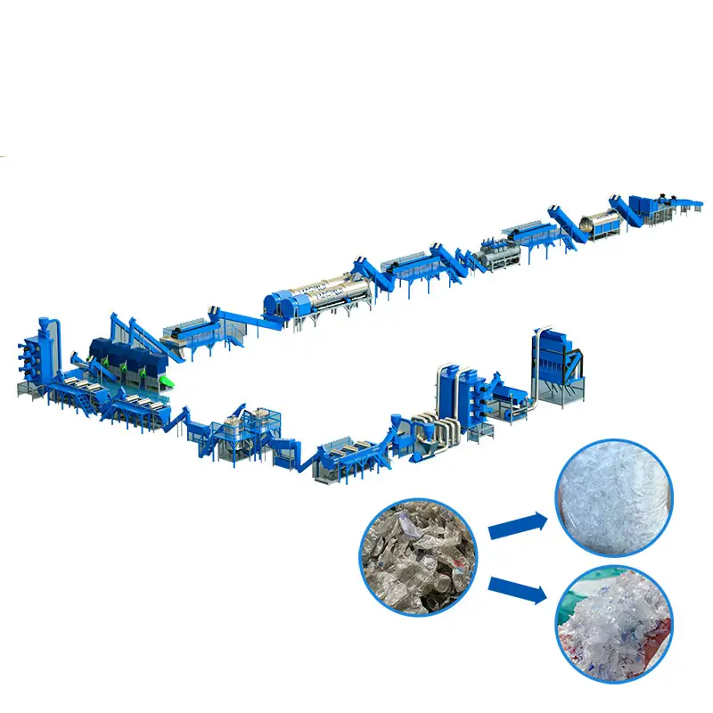 1500kg/Hour Fully Automatic PET Bottle Recycling Line New or Used Machine for Plastic Pelletization with Label Remover