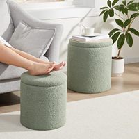Chaise rembourrée ronde moderne avec commode de rangement pour maquillage pour le salon ou la chambre à coucher repose-pieds pouf