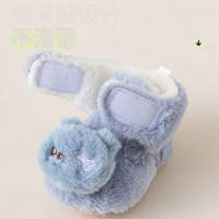 Chaussons d'hiver chauds et épais pour bébé, doublure en polaire douce, chaussures pré-marche antidérapantes, chaussettes-chaussures pour premiers pas avec motif animal pour tout-petits