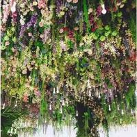 Guirlande de plafond en feuilles artificielles en plastique assorties, fausses plantes vertes artificielles, plantes suspendues pour la décoration murale de jardin extérieur