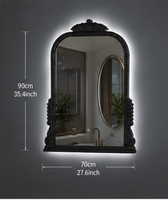 Miroir intelligent en aluminium pour salle de bain, salon, appartement - Miroir mural anti-buée avec écran tactile LED et lumière à intensité variable, design moderne