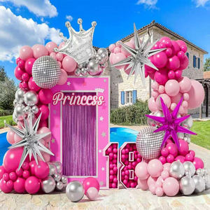 <strong>Barbie</strong> Pink Color Balloon Arc Kit Pink Latex Balloon with Crown and Exploding Star Foil Balloon for Girl's Party <strong>Decoration</strong> - Product Image 3