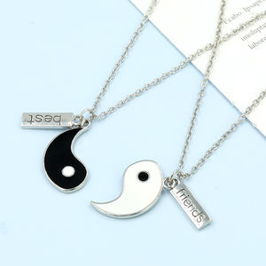 Ensemble de colliers avec pendentif en émail et Puzzle en métal, meilleur ami Yin Yang, chaîne à maillons délicats, bijoux <span class=keywords><strong>pour</strong></span> ami, vente en gros, mode - Product Image 4