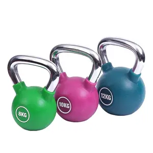 Custom Logo PU Coated Cast Iron Kettlebell Weights Competition Kettlebell 32KG Rubber Color Coated Kettle Bells