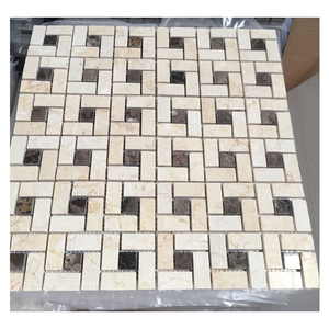 Azulejo <span class=keywords><strong>de</strong></span> mosaico <span class=keywords><strong>de</strong></span> mármol personalizado arco tira larga luz emperador beige GALALA piedra beige soleado baño interior azulejos cuadrados GALALA - Product Image 2