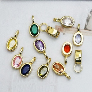 Mini pendentifs breloques ronds ovales en cristal, pierres de naissance, pour la fabrication de bijoux, cadeau pour femme, bijoux minimalistes mignons - Product Image 1