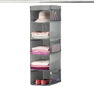 Hangende Kleding Cap Speelgoed Organizer Stof 5 Compartimenten Wasgoed Sorteerder Met Haken