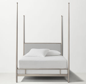 Lit à baldaquin, ensemble de meubles de chambre à coucher, lit double confortable avec poteaux en métal, meubles personnalisables fabriqués par une usine professionnelle - Product Image 2