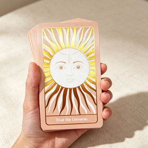 Tarjetas de Afirmación con Lámina Dorada Rosa, Tarjetas de Oráculo Personalizadas de Confianza en el Universo, Baraja de Adivinación Celestial Espiritual de Lujo para Regalo - Product Image 1