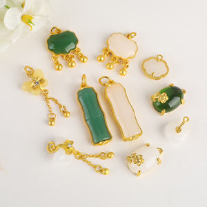 Colgante de Bambú con Incrustaciones de Oro Antiguo e Imitación de Jade Hetian, para Bisutería DIY, Accesorio para Pulseras y Collares - Product Image 1