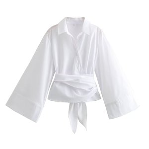 Chemises pour femmes à double boutonnage, courtes, respirantes et tendance, avec un nouveau design de cravate et un toucher de luxe – Vente en gros - Product Image 3
