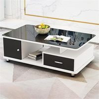 Table basse moderne de luxe européenne en bois avec plateau en verre trempé pour salon
