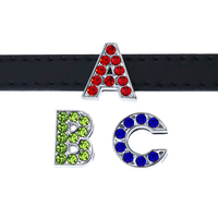 Breloques lettres coulissantes 3D de 8 mm, couleur aléatoire, alphabet anglais majuscule A-Z, breloques à ongles scintillantes, lettres en alliage et strass, breloque à ongles DIY