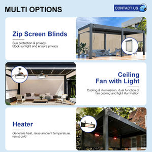 <span class=keywords><strong>Pergola</strong></span> en aluminium 5x4m toutes saisons, <span class=keywords><strong>toit</strong></span> à lames orientables résistant aux intempéries, rideaux latéraux amovibles créant des espaces extérieurs et des salles à manger confortables - Product Image 5