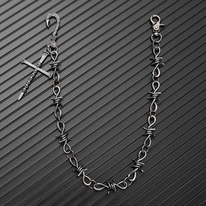 Correntes de Cintura Masculinas de Moda Hip Hop, em Liga de Zinco com Espinhos, 10mm 57cm, com Design de Cruz Gótica e Caveira, Novas Correntes de Metal para Carteira - Product Image 2