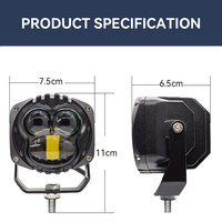 Projecteurs LED 3 pouces, faisceau haut et bas, blanc et jaune, type « visage de singe », longue portée, universels pour voiture, moto, tout-terrain