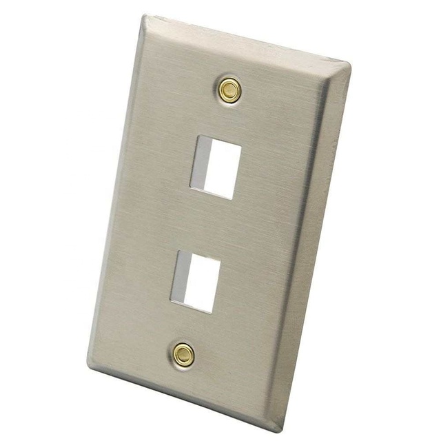 SUS 304 Stainless Steel US Standard Single  Dual Triple 2 Gang Wall Blank Face Plate RJ45  Keystone Network Wall Plate