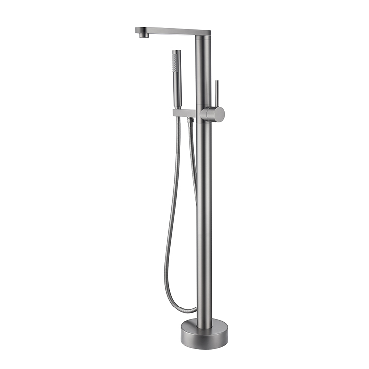 Modern Brass Bathtub Single Handle Bathroom Faucet Gun Metal Freestanding Bath Tap