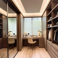 Dressing intégré Imperial Zunteng en bois foncé avec miroir pour espace intérieur de chambre principale de manoir moderne, plan de décoration