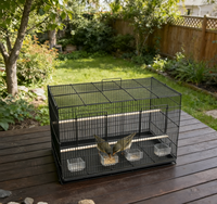Grande Cage à Oiseaux Classique Pliable et Respirante avec Cadre en Fer, Motif Uni, Emballage en Boîte, Diviseur, 4 Mangeoires, Perchoirs, Plateau en Plastique