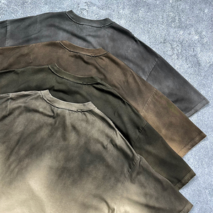 Precio al por mayor Vintage Ragged O-cuello diseñador personalizado hombres <span class=keywords><strong>camiseta</strong></span> de gran tamaño de moda <span class=keywords><strong>camiseta</strong></span> para hombres de alta calidad - Product Image 4