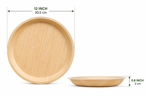 Plato Desechable Redondo de Hoja de Palma Areca de 12 Pulgadas |   Plato de Catering Resistente, Compostable y Ecológico - Product Image 6