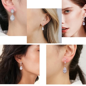 RAKOL EP2218 Latest Luxury <strong>Dangle</strong> Design Of Cubic Zirconia <strong>Earrings</strong> Wholesale Women's Silver Bridal <strong>Diamond</strong> Engagement <strong>Earrings</strong> - Product Image 6