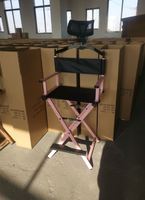 Chaise de maquillage pliable en alliage d'aluminium, légère, portable, pour l'extérieur, pliable, pour barbier, avec dossier et appui-tête
