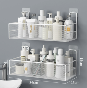 Venta caliente autoadhesivo montaje en pared ducha Caddy estante de almacenamiento estantes de baño de Metal no requiere perforación esquina ducha Caddy - Product Image 6