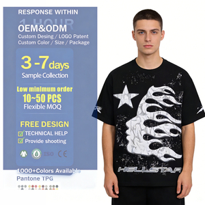 T-shirt da uomo casual in cotone 100% non tessuto lavato USA, 300g, traspirante, antipiega, con fantasia a motivi, multicolore, personalizzabile - Product Image 2